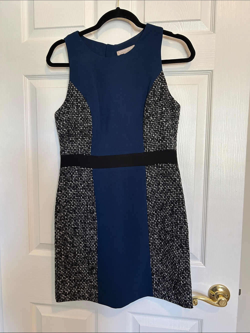 Banana Republic Navy & Black Tweed Panel Mini Dress